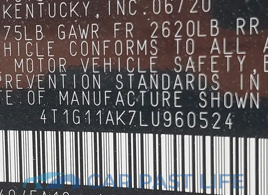 4T1G11AK7LU960524# 9