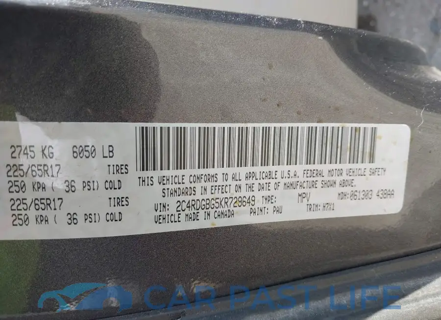 2C4RDGBG5KR729649# 9