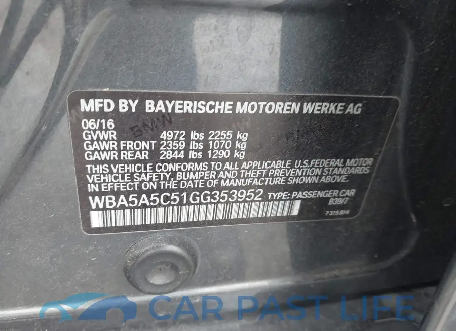 WBA5A5C51GG353952# 9