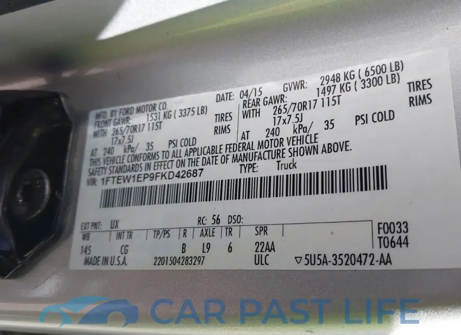 1FTEW1EP9FKD42687# 9