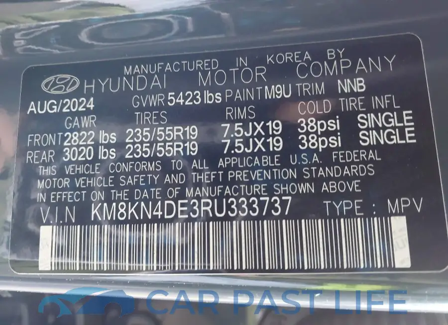 KM8KN4DE3RU333737# 9