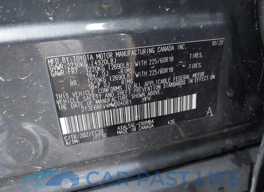 2T3E6RFV4MW004081# 9