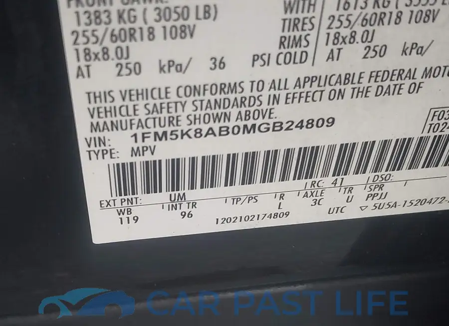 1FM5K8AB0MGB24809# 9