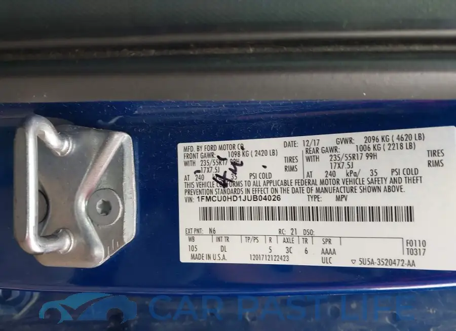1FMCU0HD1JUB04026# 9