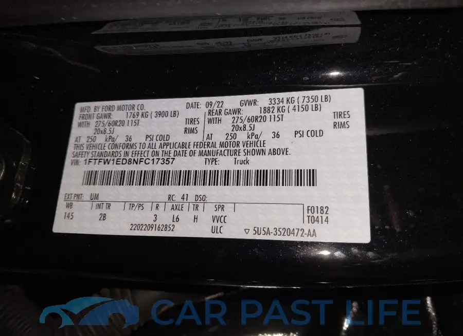 1FTFW1ED8NFC17357# 9