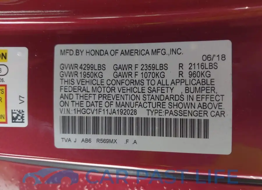 1HGCV1F11JA192028# 9