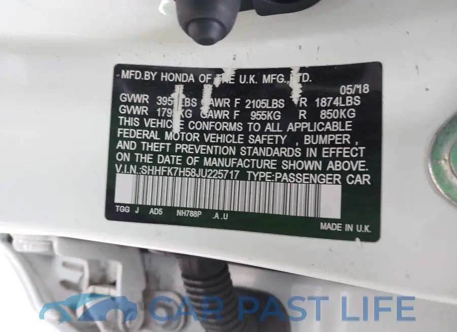 SHHFK7H58JU225717# 9
