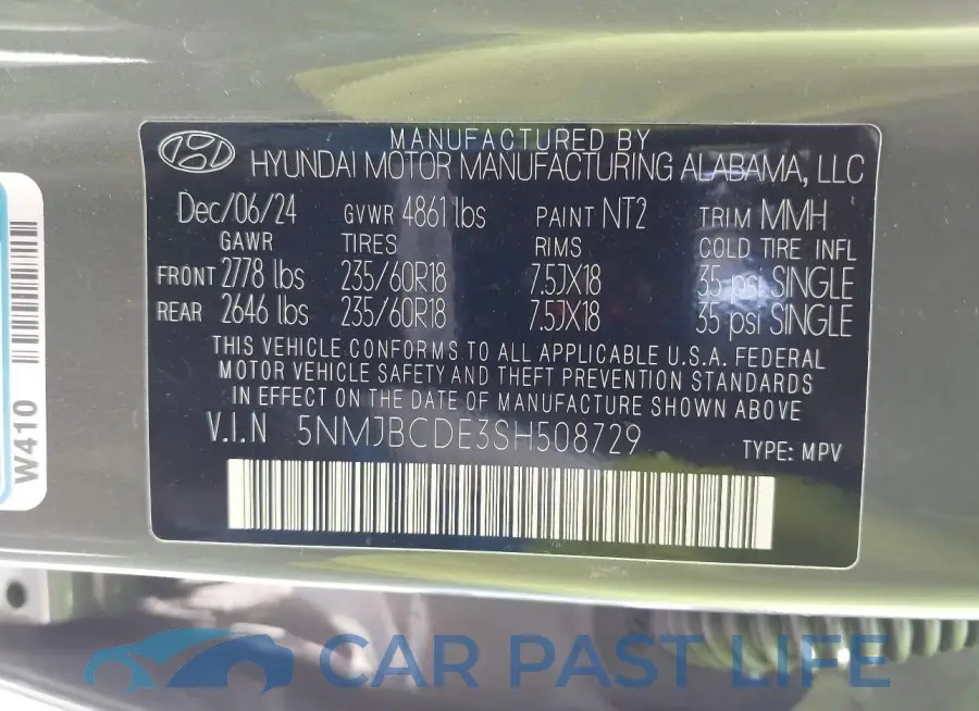 5NMJBCDE3SH508729# 9