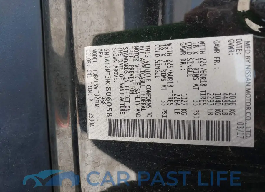 5N1AT2MT3HC806058# 9
