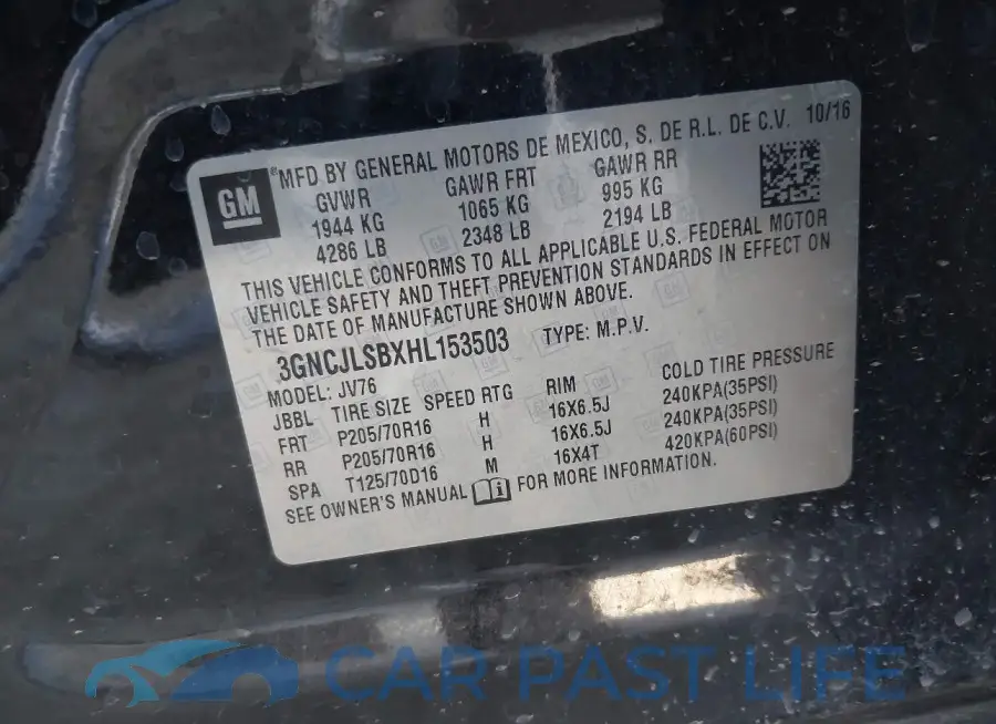 3GNCJLSBXHL153503# 9