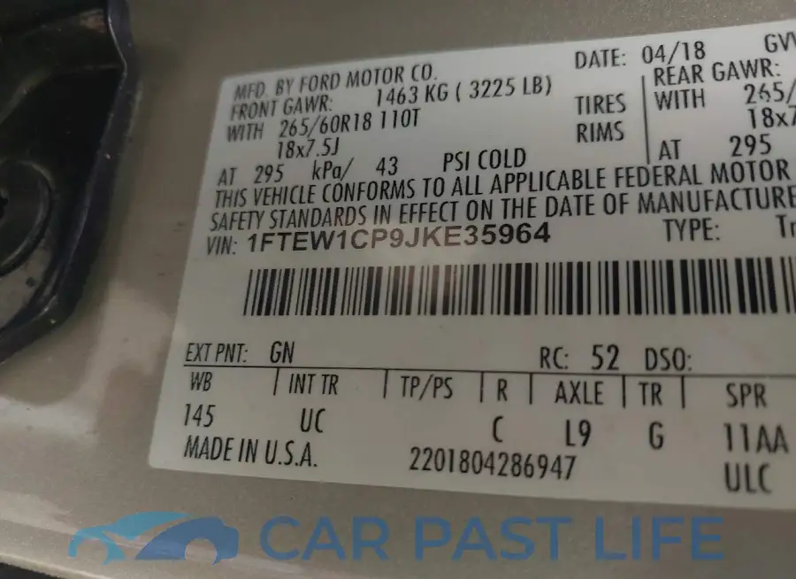 1FTEW1CP9JKE35964# 9