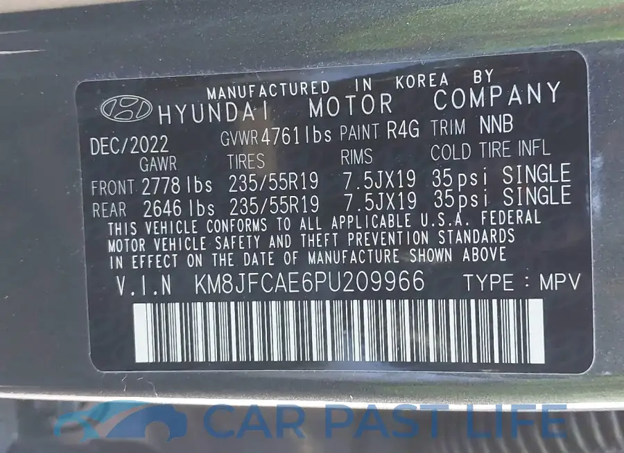 KM8JFCAE6PU209966# 9