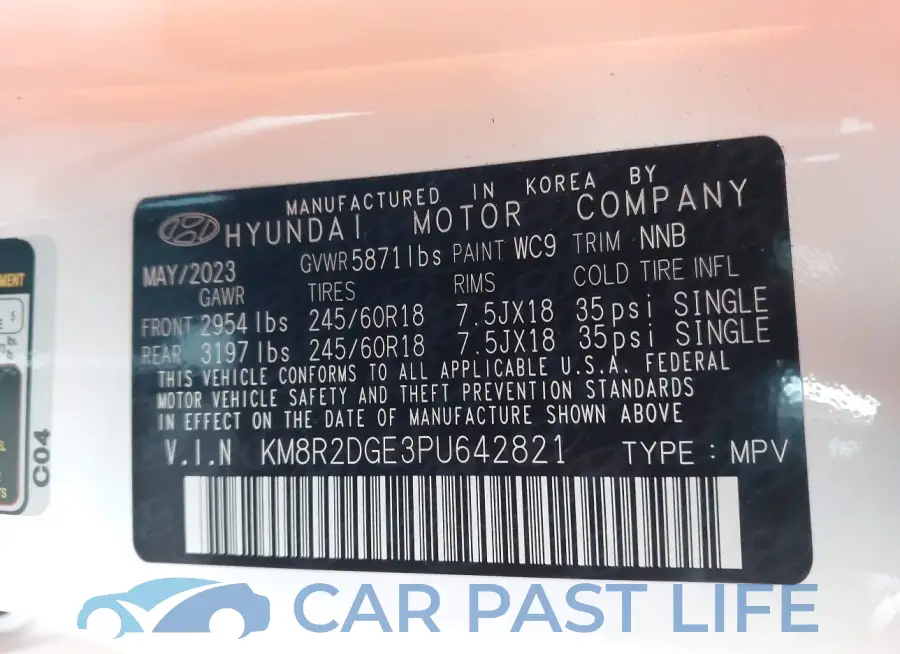 KM8R2DGE3PU642821# 9