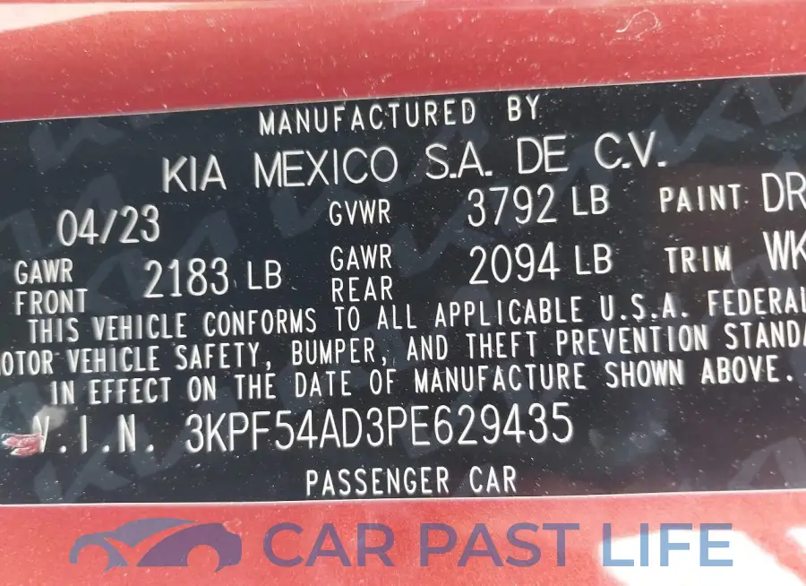 3KPF54AD3PE629435# 9