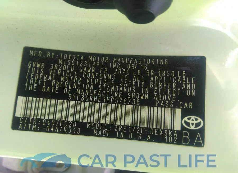 5YFBURHE3HP576796# 9