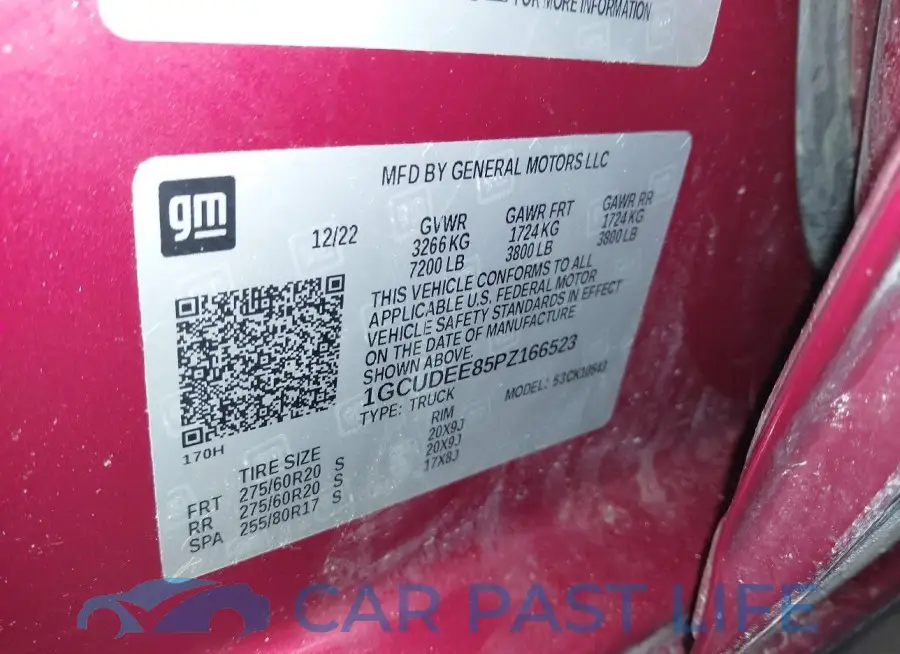 1GCUDEE85PZ166523# 9
