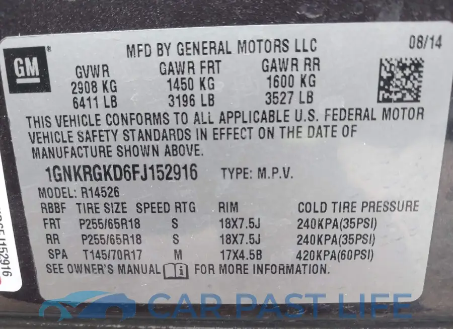 1GNKRGKD6FJ152916# 9
