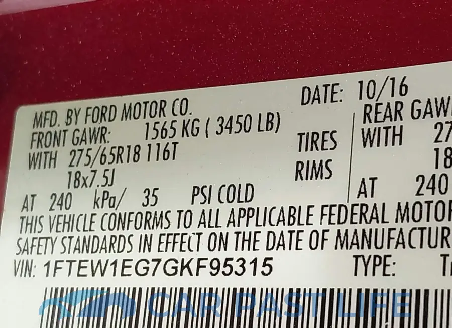 1FTEW1EG7GKF95315# 9