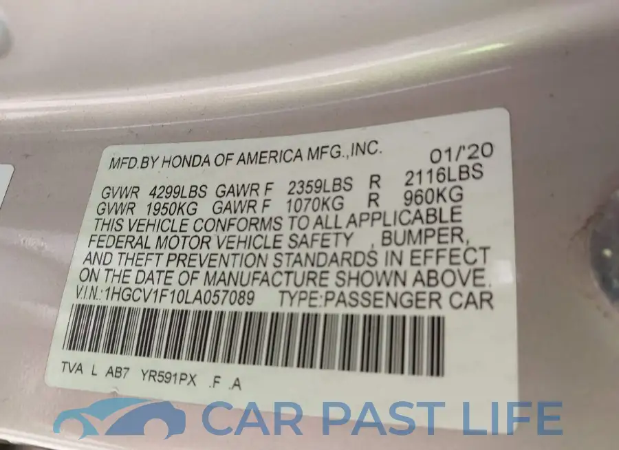 1HGCV1F10LA057089# 9