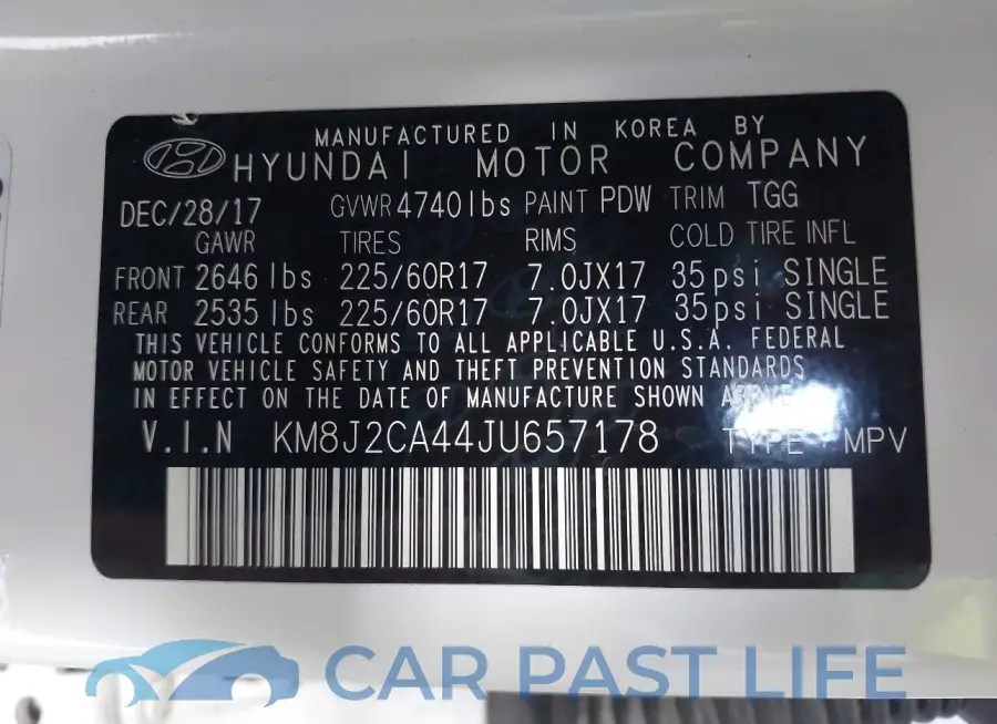 KM8J2CA44JU657178# 9