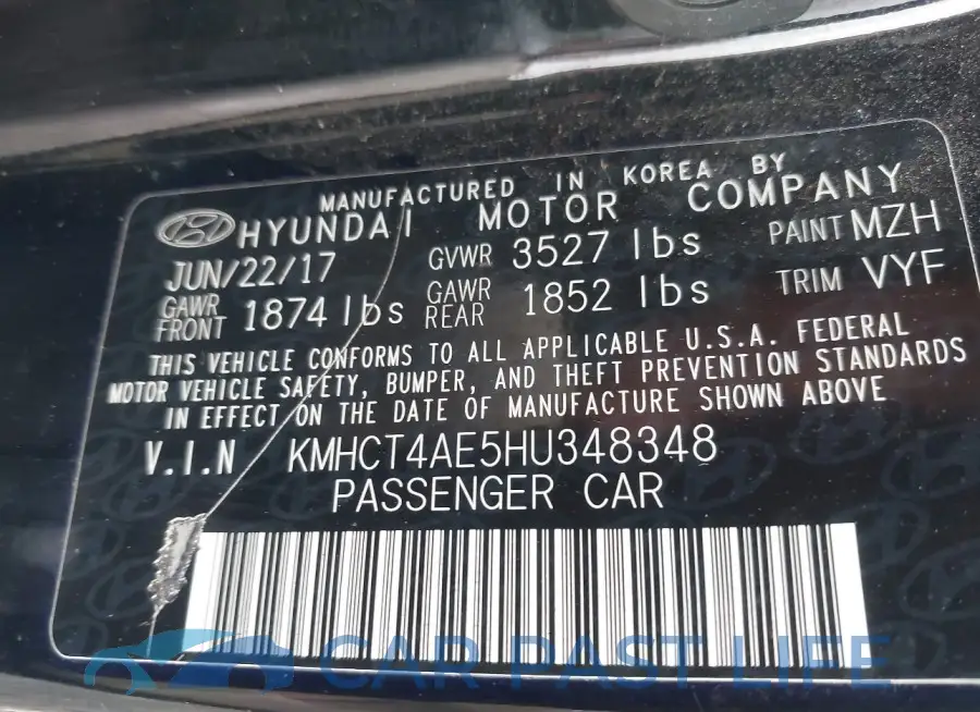 KMHCT4AE5HU348348# 9
