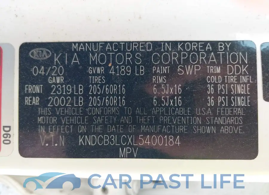 KNDCB3LCXL5400184# 9