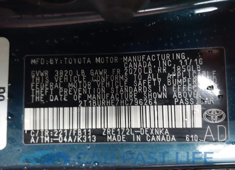 2T1BURHE7HC796264# 9