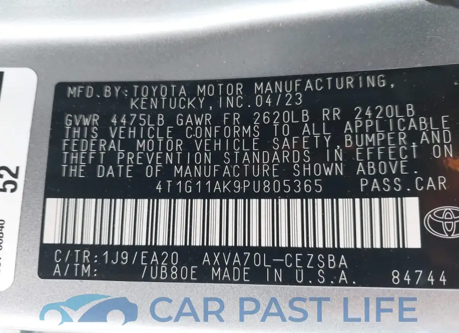 4T1G11AK9PU805365# 9