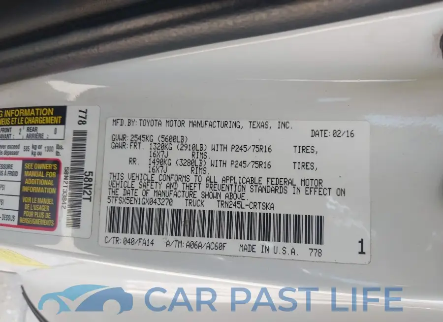 5TFSX5EN1GX043270# 9