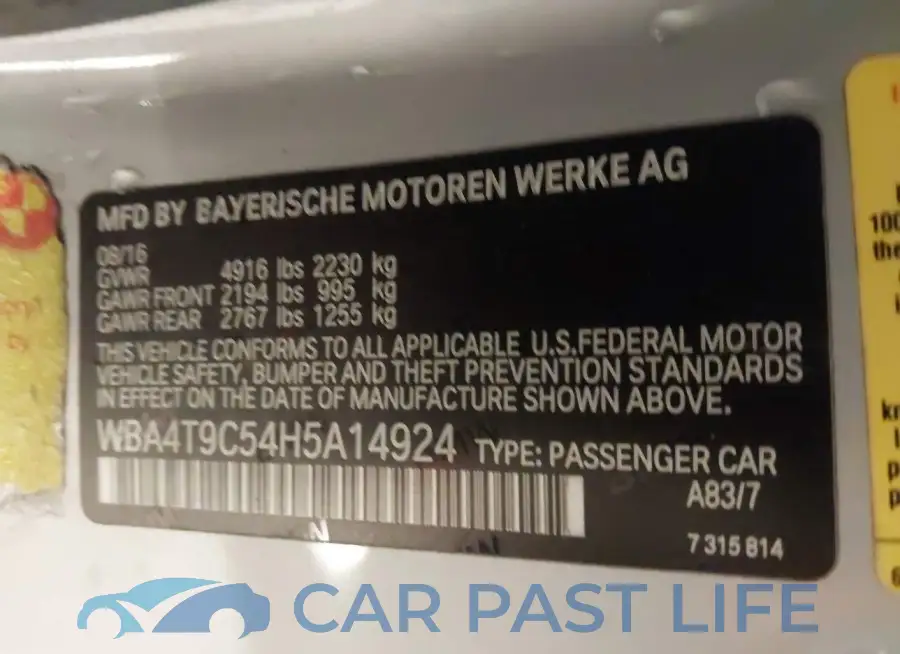 WBA4T9C54H5A14924# 9