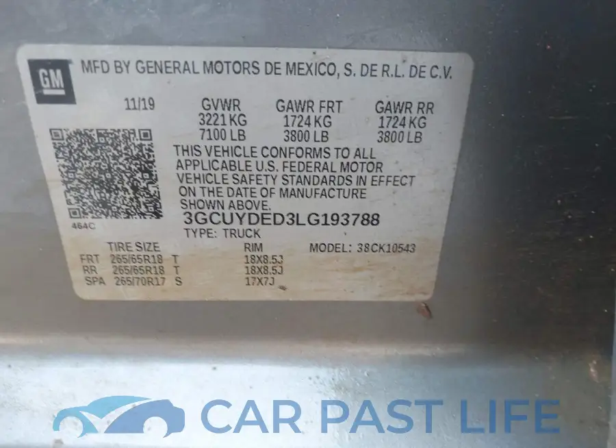 3GCUYDED3LG193788# 9