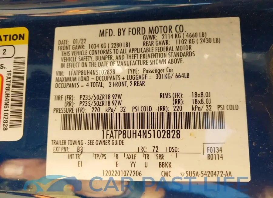 1FATP8UH4N5102828# 9