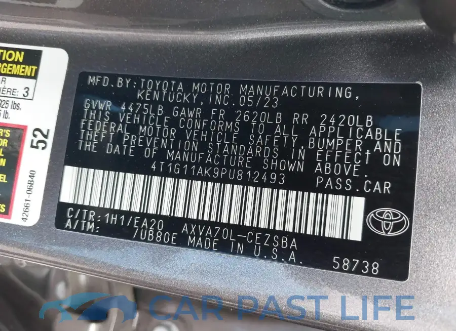 4T1G11AK9PU812493# 9