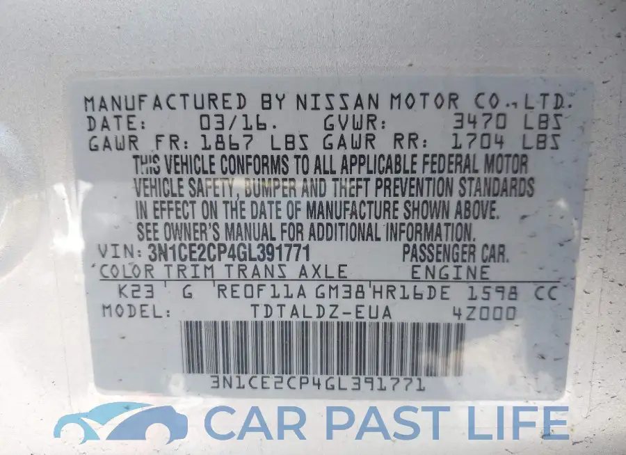 3N1CE2CP4GL391771# 9