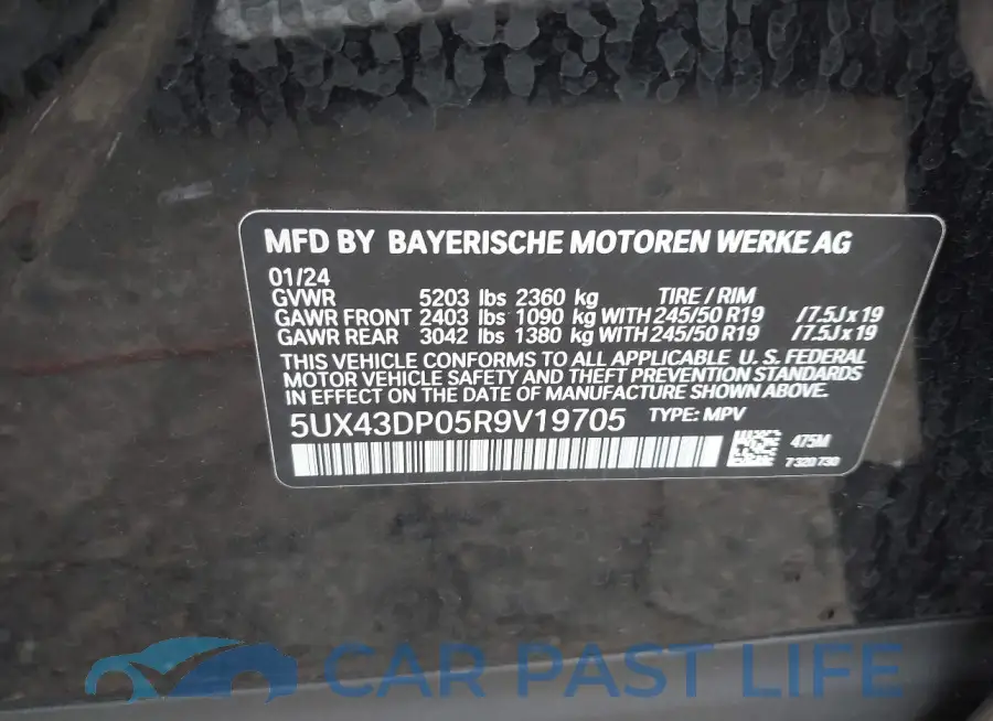 5UX43DP05R9V19705# 9