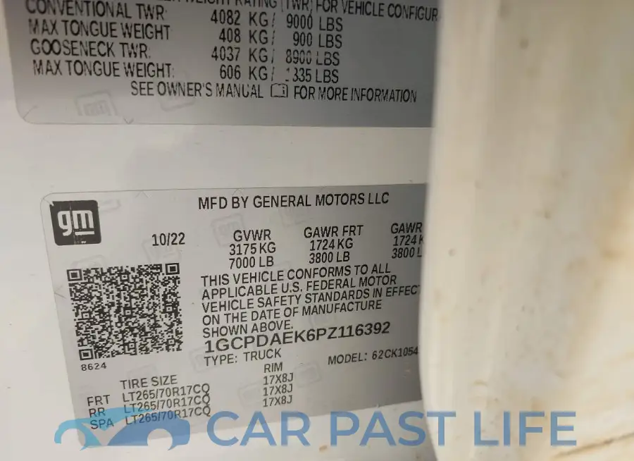 1GCPDAEK6PZ116392# 9