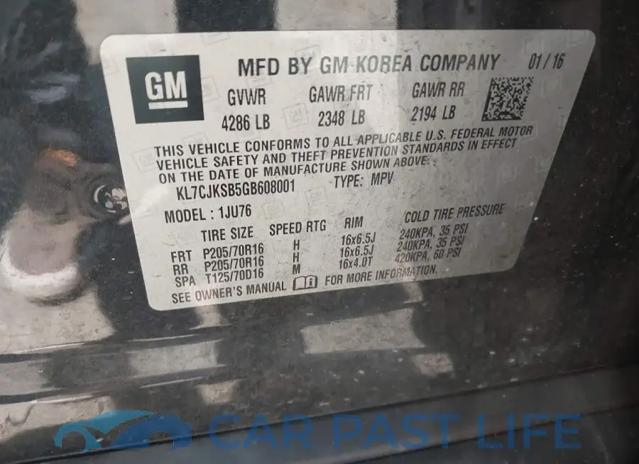 KL7CJKSB5GB608001# 9