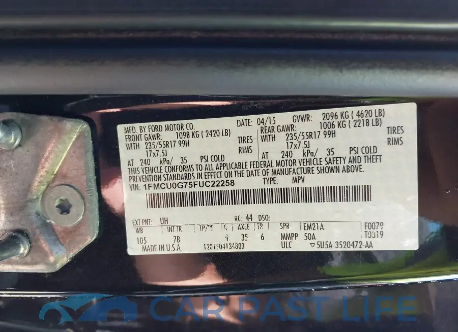 1FMCU0G75FUC22258# 9