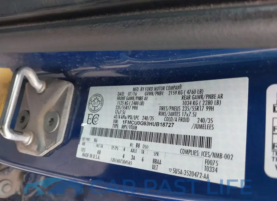 1FMCU0G93HUB18727# 9