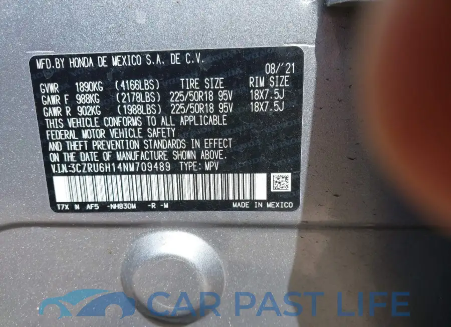 3CZRU6H14NM709489# 9