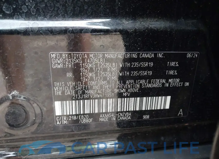 2T3J1RFV3RW471951# 9