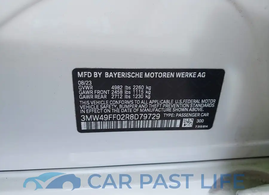 3MW49FF02R8D79729# 9