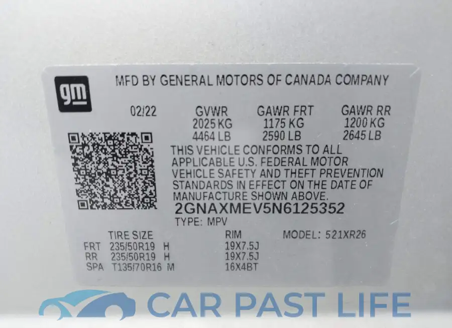 2GNAXMEV5N6125352# 9