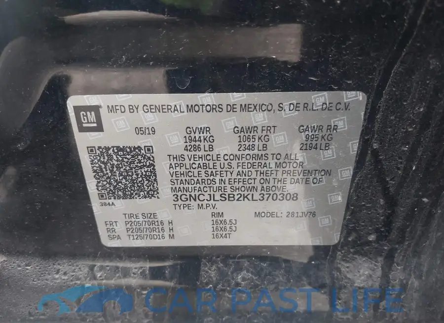 3GNCJLSB2KL370308# 9