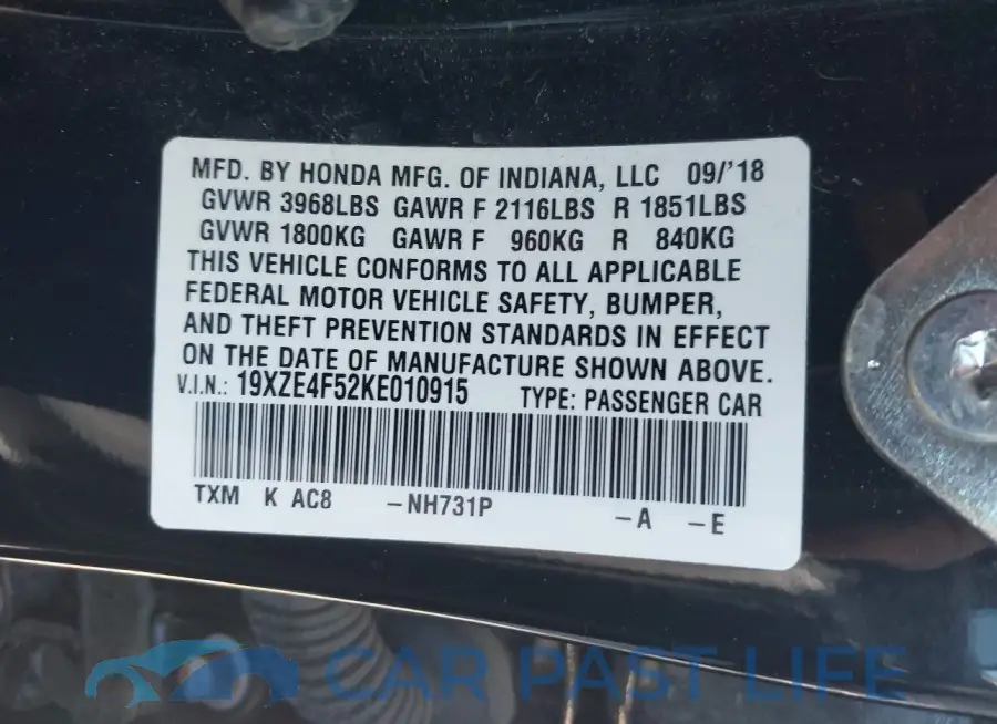 19XZE4F52KE010915# 9