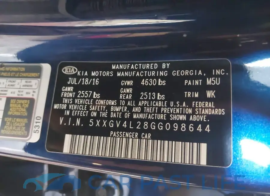 5XXGV4L28GG098644# 9