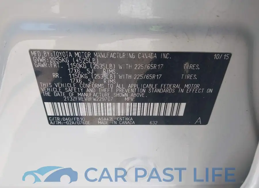 2T3ZFREV8FW229707# 9