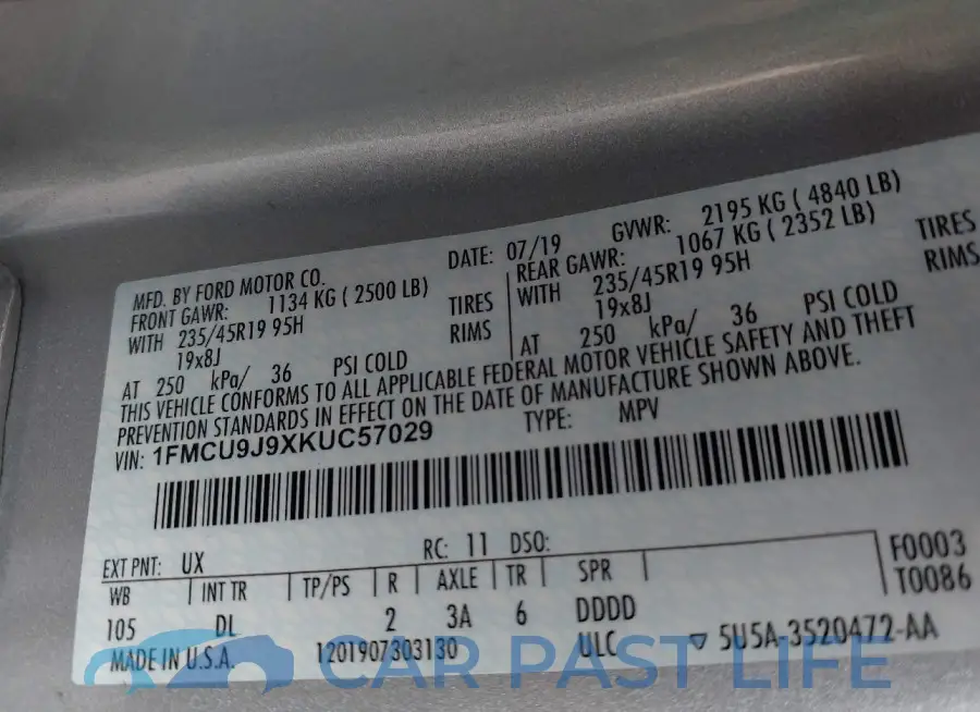 1FMCU9J9XKUC57029# 9