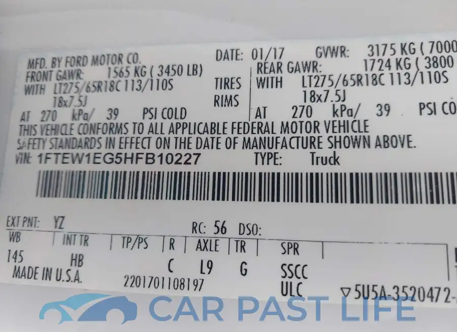 1FTEW1EG5HFB10227# 9