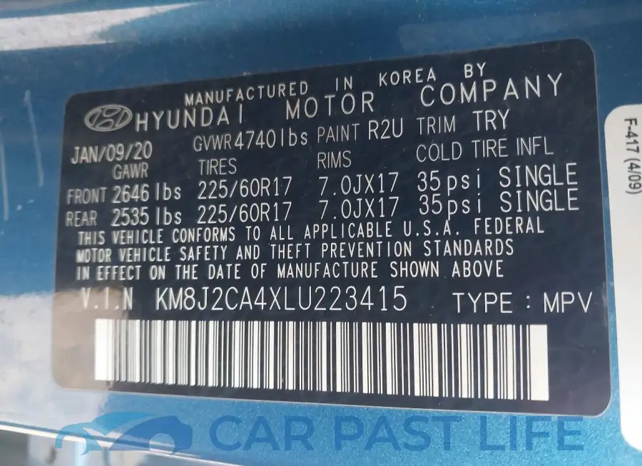 KM8J2CA4XLU223415# 9